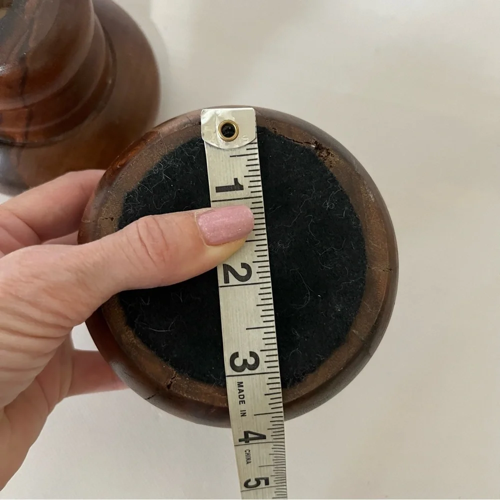 Vintage Wood Chunky Candle Holders Set of Two MCM
